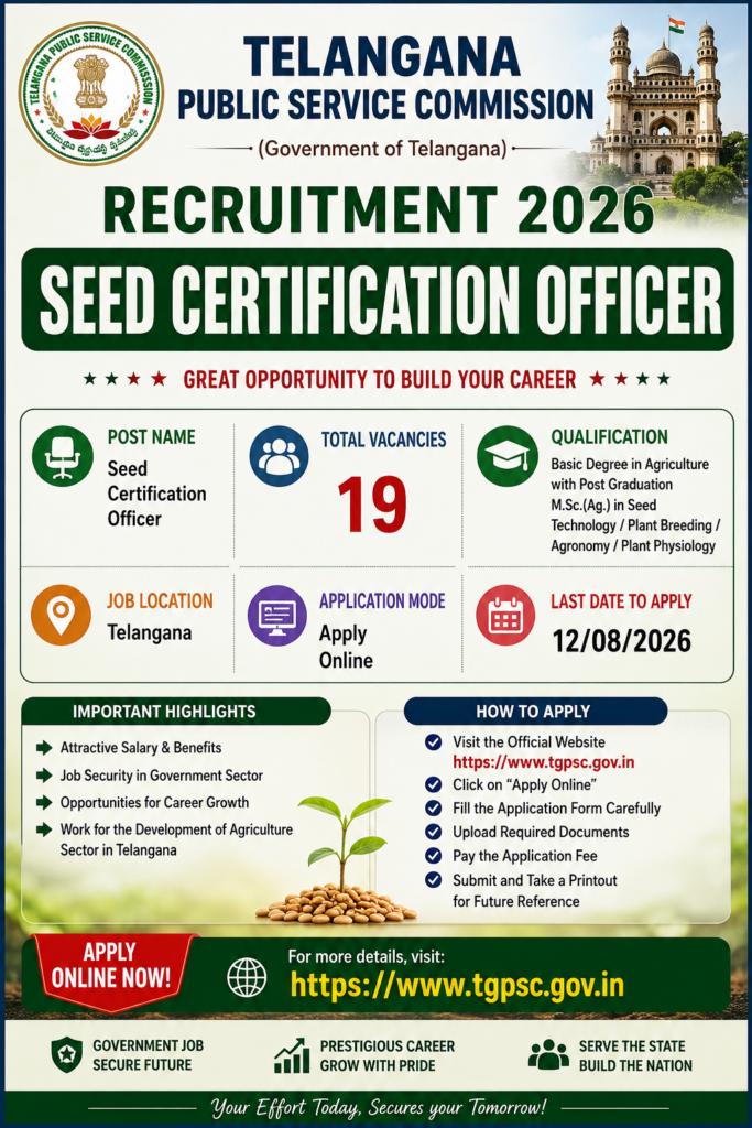 TGPSC Seed Certification Officer Recruitment 2026