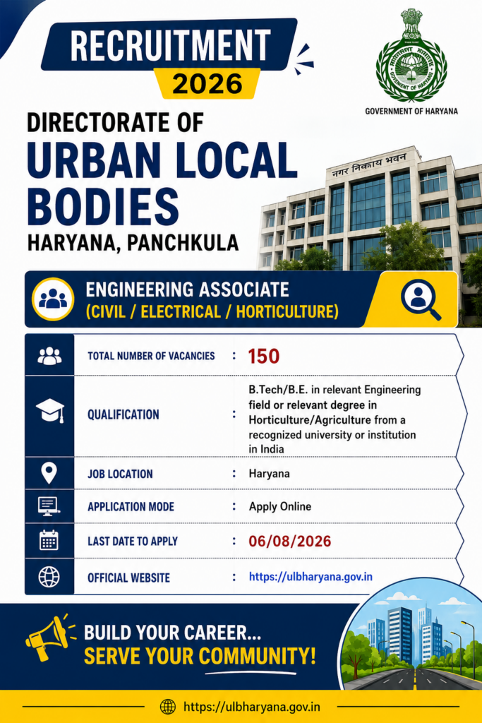 ULB Haryana Engineering Associate Recruitment 2026