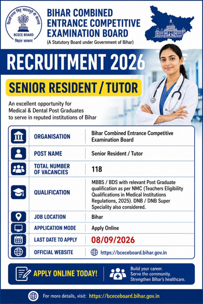 BCECEB Senior Resident Tutor Recruitment 2026