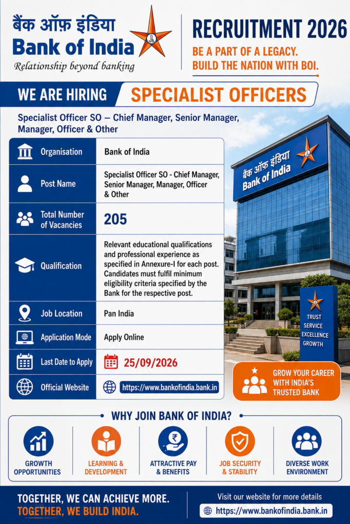 BOI Specialist Officer SO Recruitment 2026