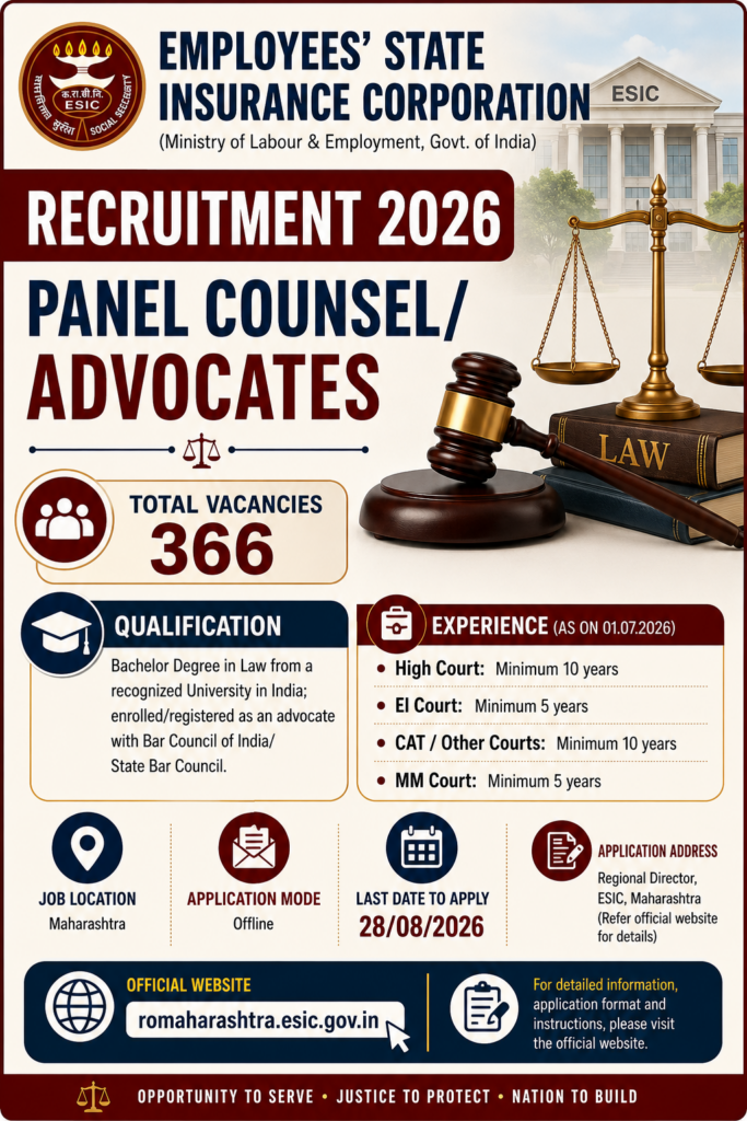 ESIC Advocates Recruitment 2026