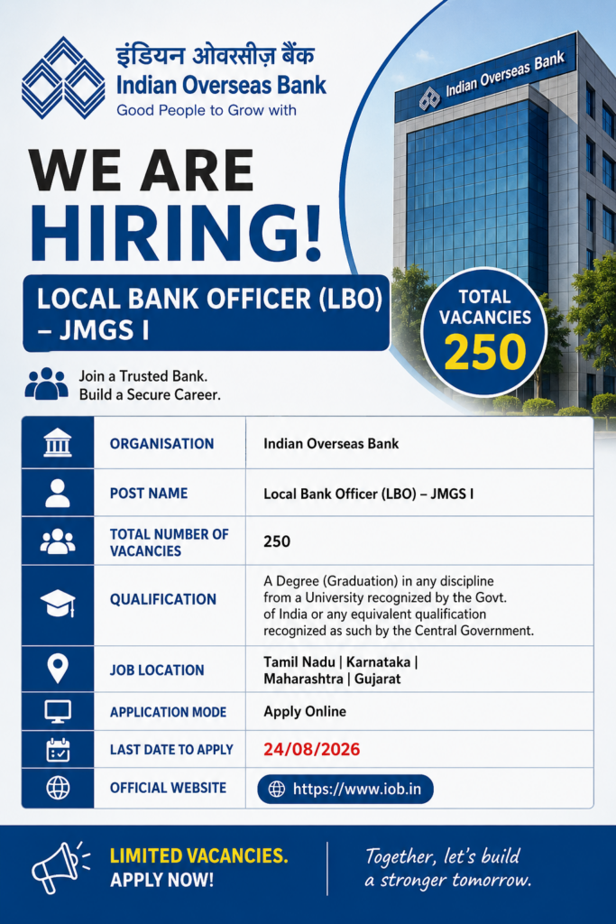 IOB LBO Recruitment 2026