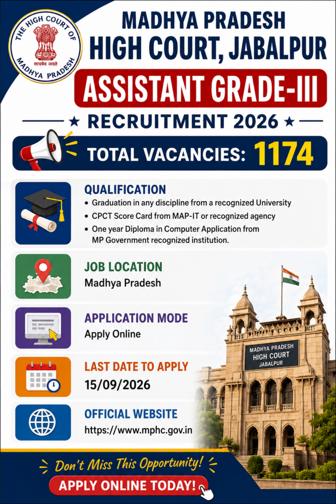 MP High Court Assistant Grade 3 Recruitment 2026