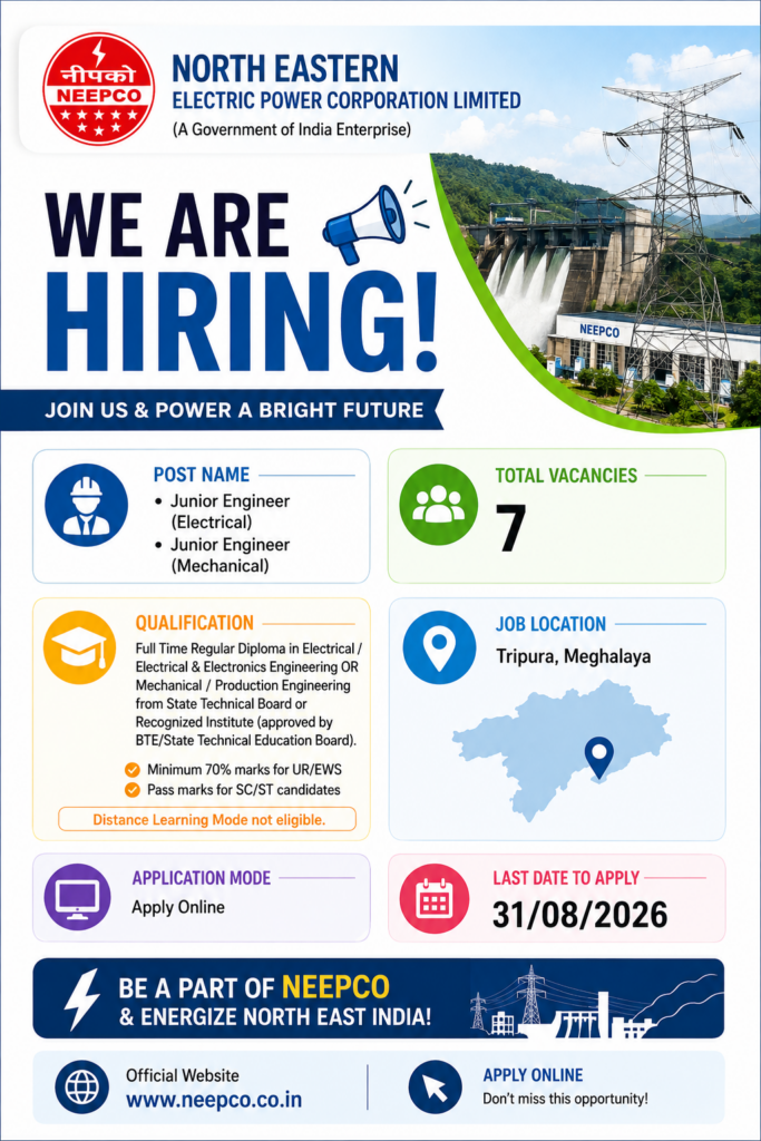 NEEPCO JE Recruitment 2026
