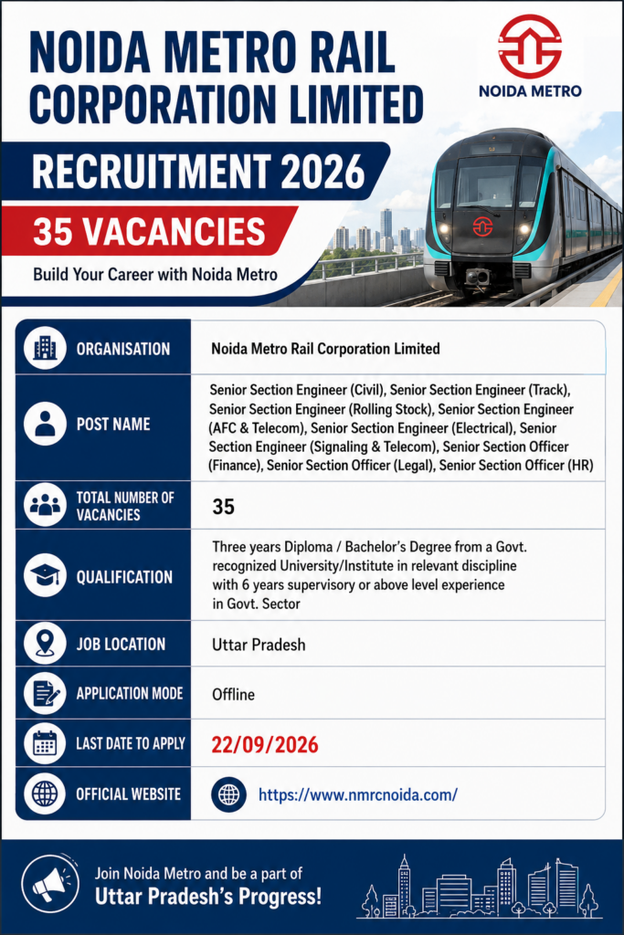 NMRC Senior Section Engineer Recruitment 2026