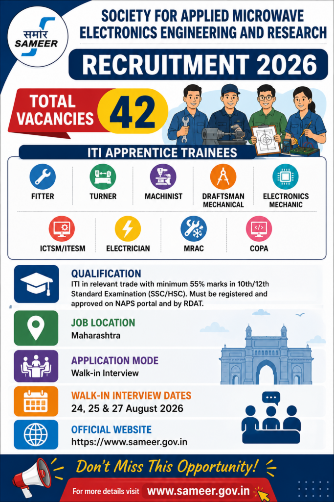 SAMEER ITI Apprentice Recruitment 2026