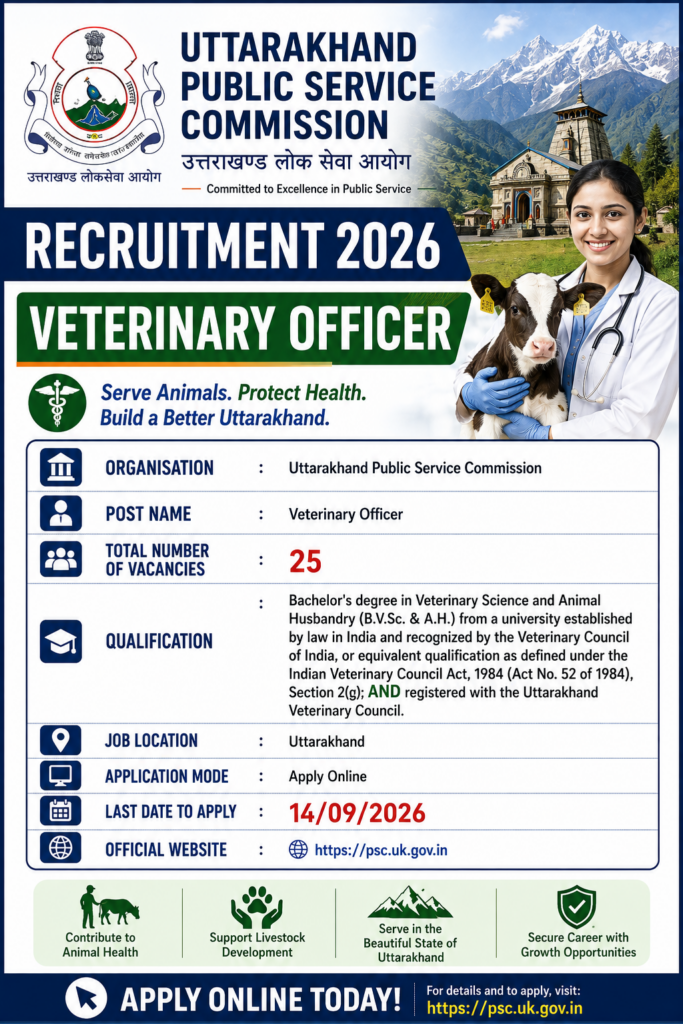 UKPSC Veterinary Officer Recruitment 2026