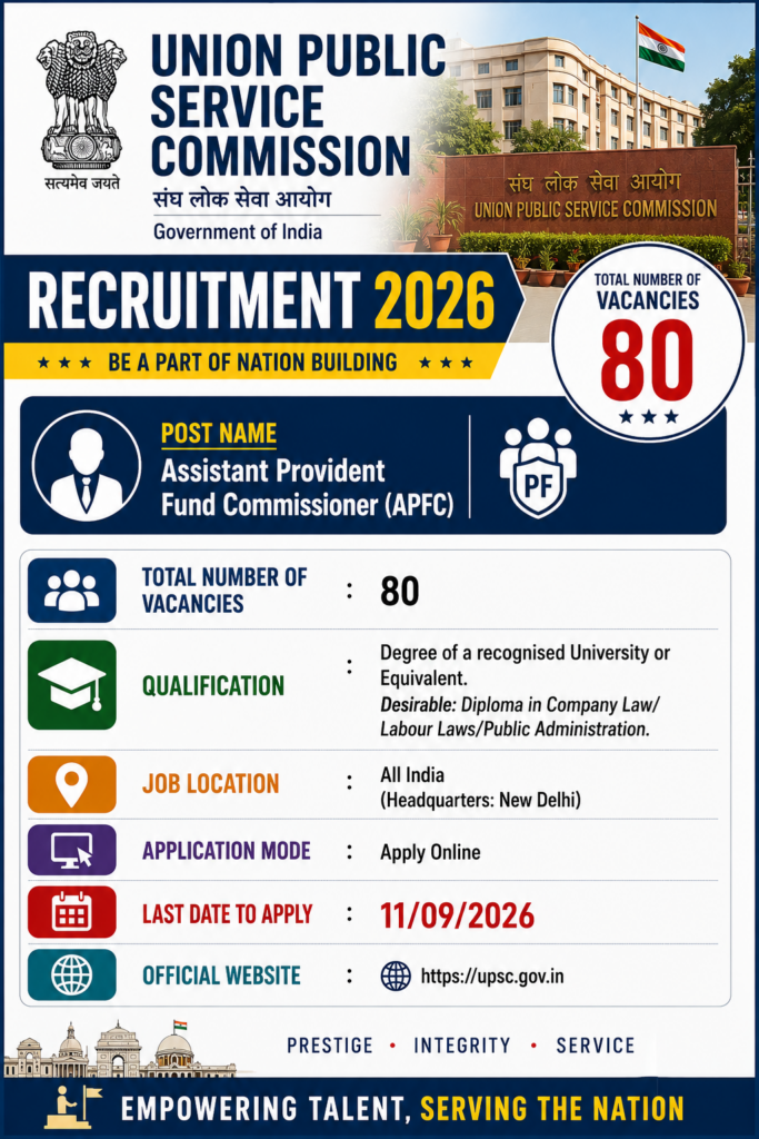 UPSC EPFO APFC Recruitment 2026