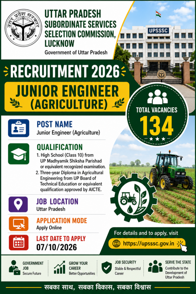 UPSSSC JE Agriculture Recruitment 2026