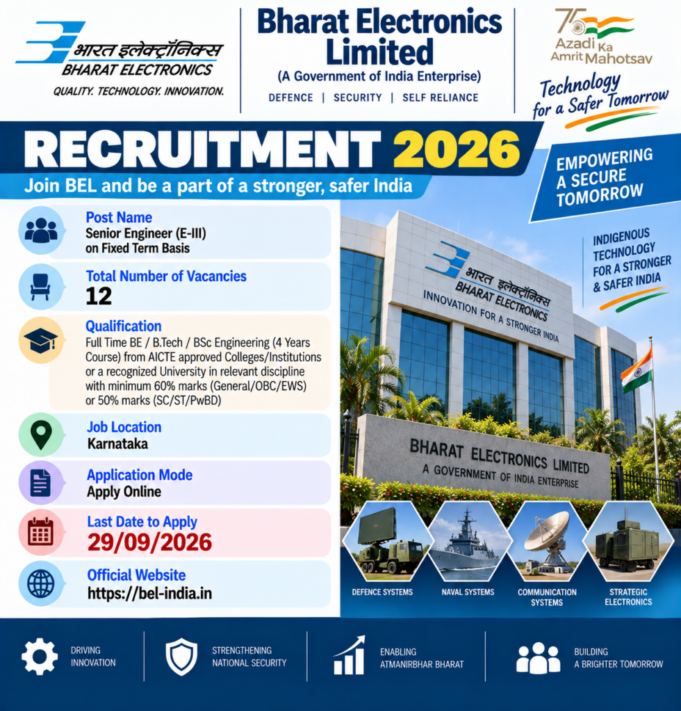 BEL Senior Engineer Recruitment 2026