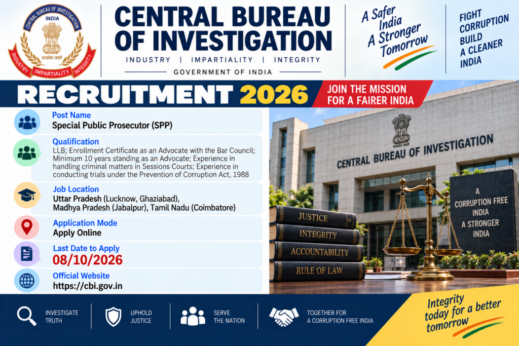 CBI Special Public Prosecutor Recruitment 2026