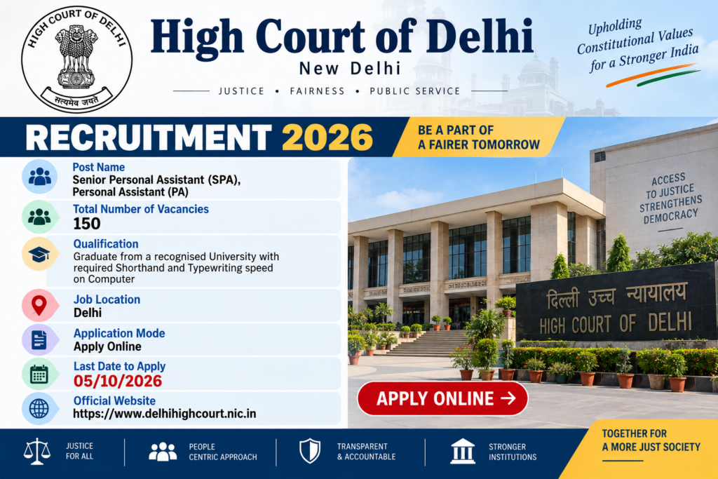 Delhi High Court SPA PA Recruitment 202