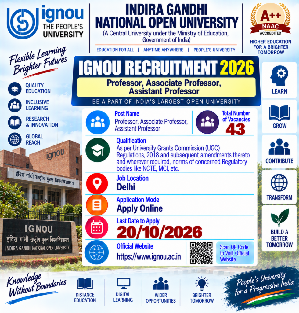 IGNOU Teaching Recruitment 2026