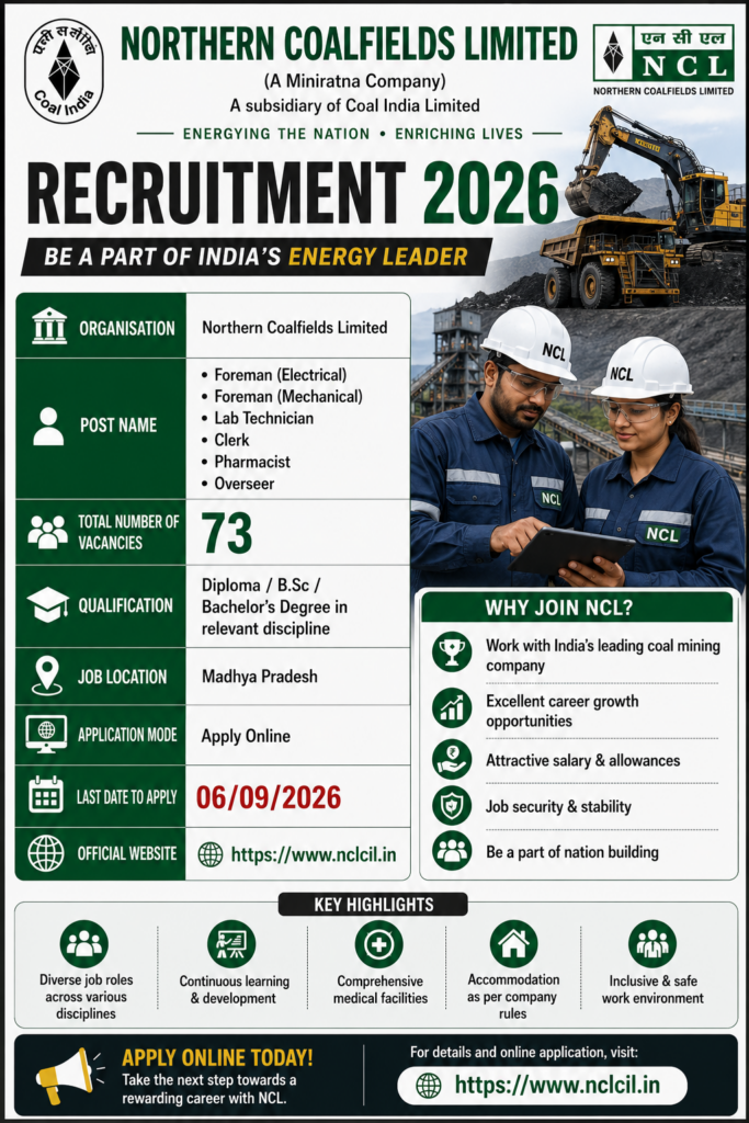 NCL PMIS Intern Recruitment 2026