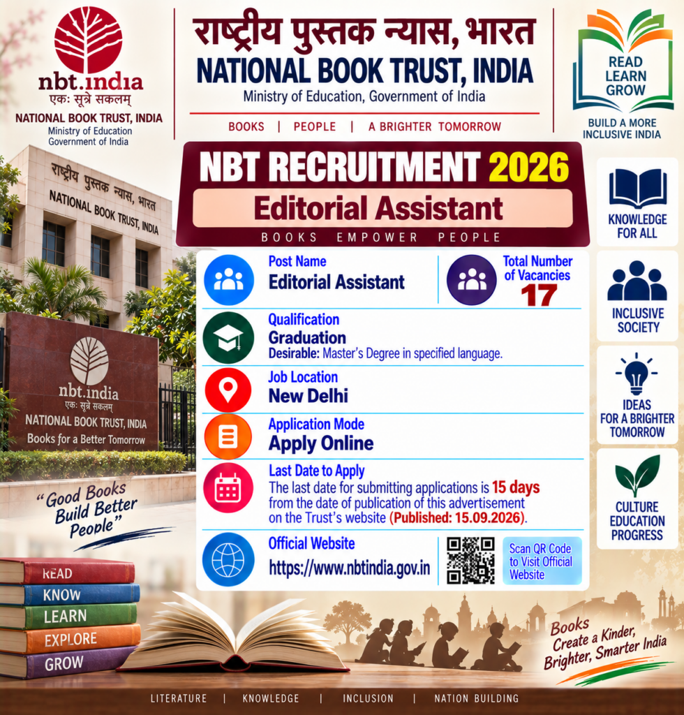 National Book Trust Editorial Assistant Recruitment 2026