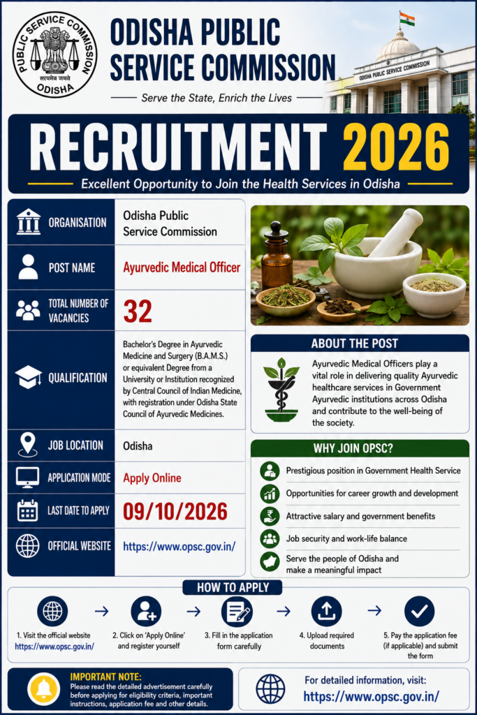 OPSC Ayurvedic Medical Officer Recruitment 2026