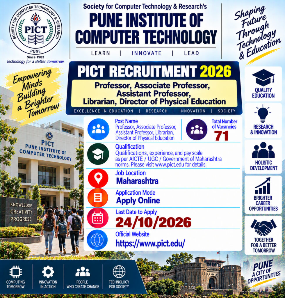 PICT Pune Faculty Recruitment 2026
