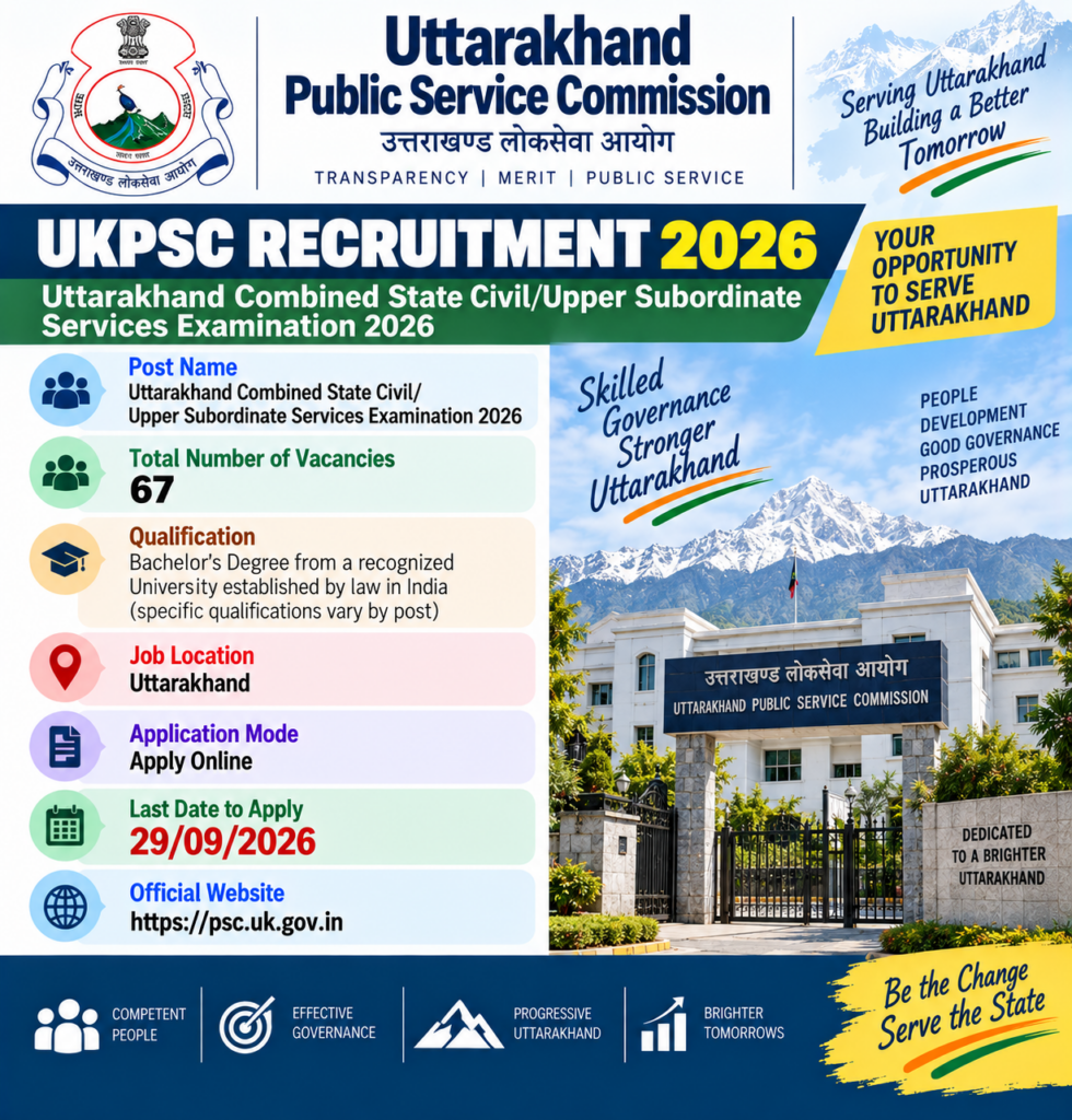 UKPSC Upper PCS Recruitment 2026