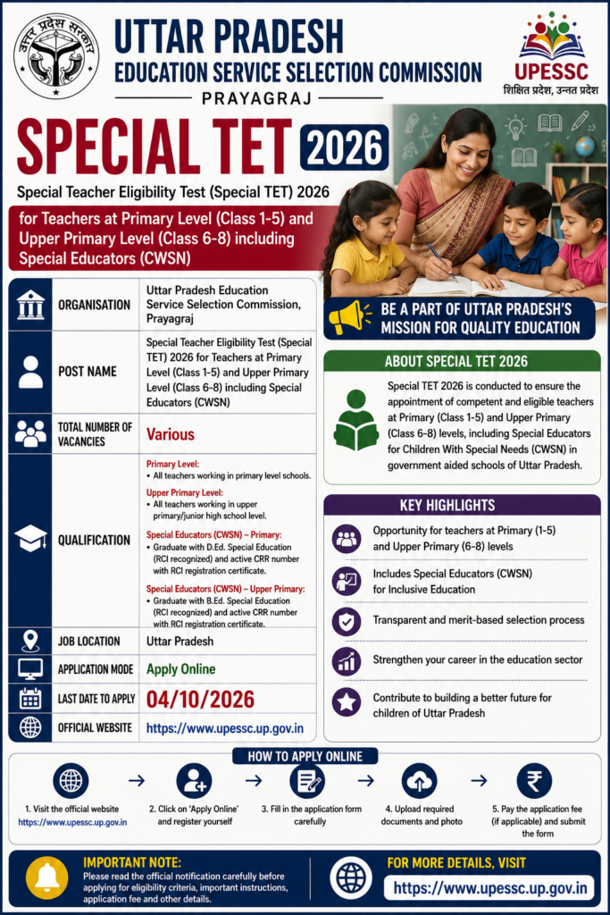 UP Special TET Notification 2026