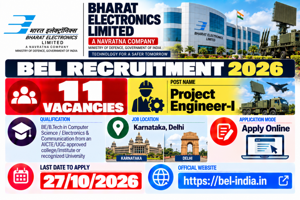 BEL NWCS Project Engineer Recruitment 2026