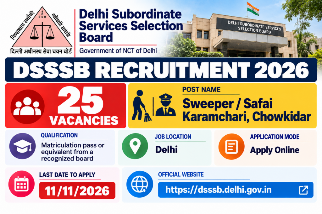 DSSSB Sweeper Chowkidar Recruitment 2026