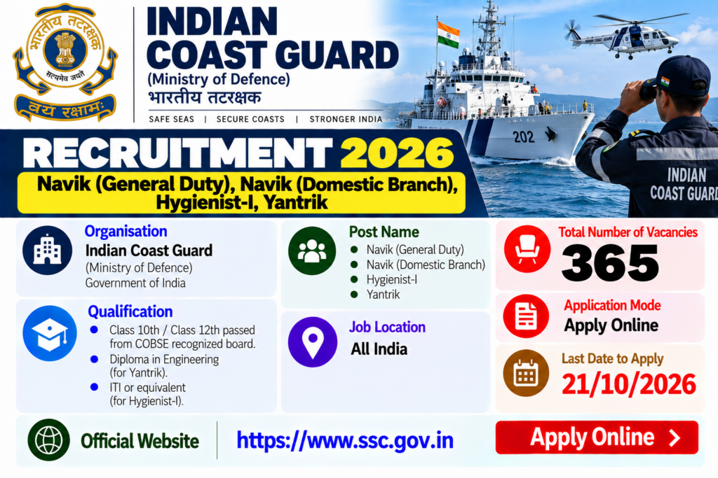 ICG CGPET Recruitment 2026