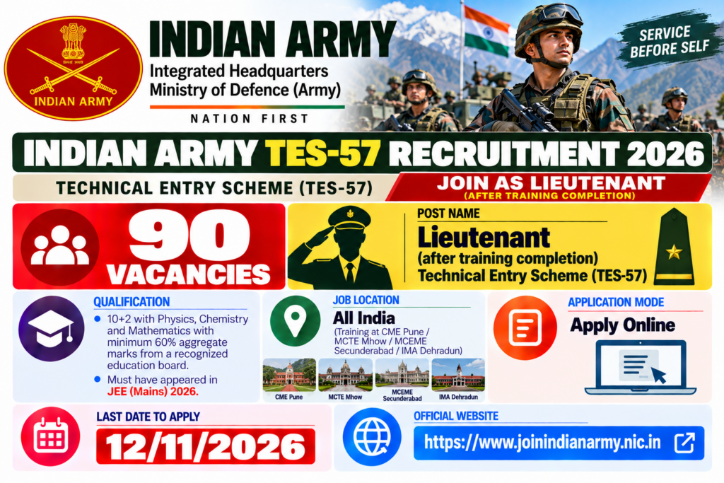 Indian Army 10+2 TES 57th