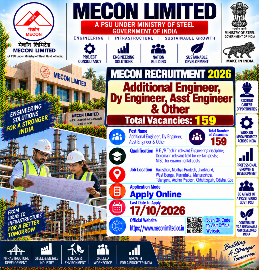 MECON Engineer Recruitment 2026