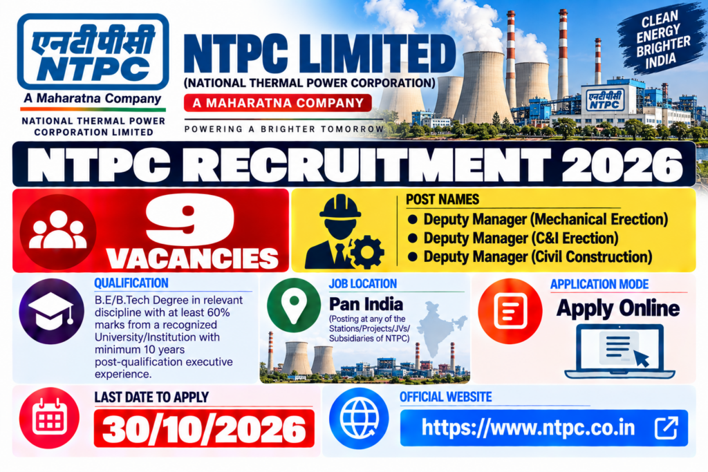 NTPC Deputy Manager Recruitment 2026