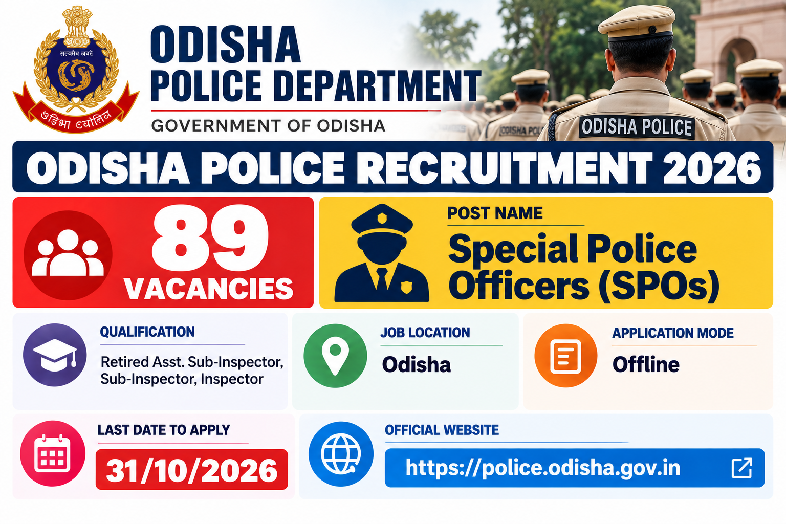 Odisha Police 89 SPO Recruitment 2026 – Apply Offline