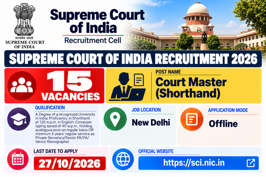 Supreme Court of India Court Master Recruitment 2026